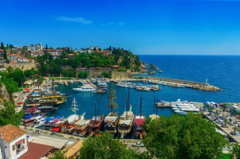 Aerial view of Kaleici old town and marina, Antalya