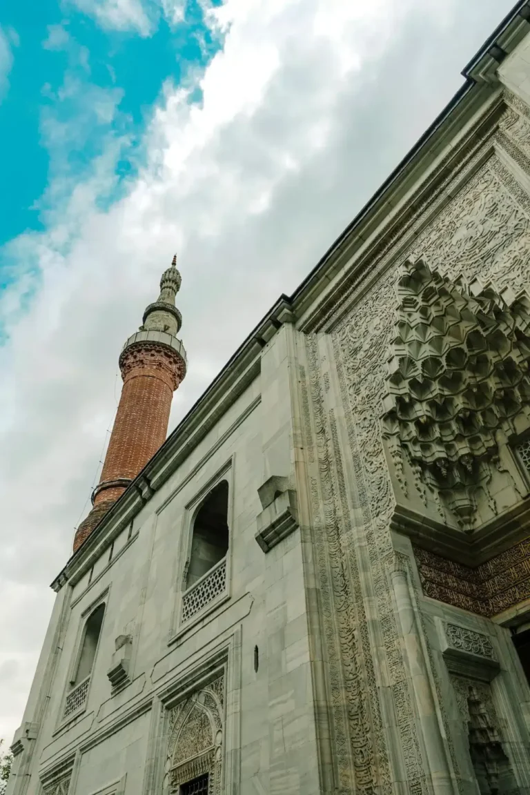 Green Mosque exterior with ornate marble facade, Bursa