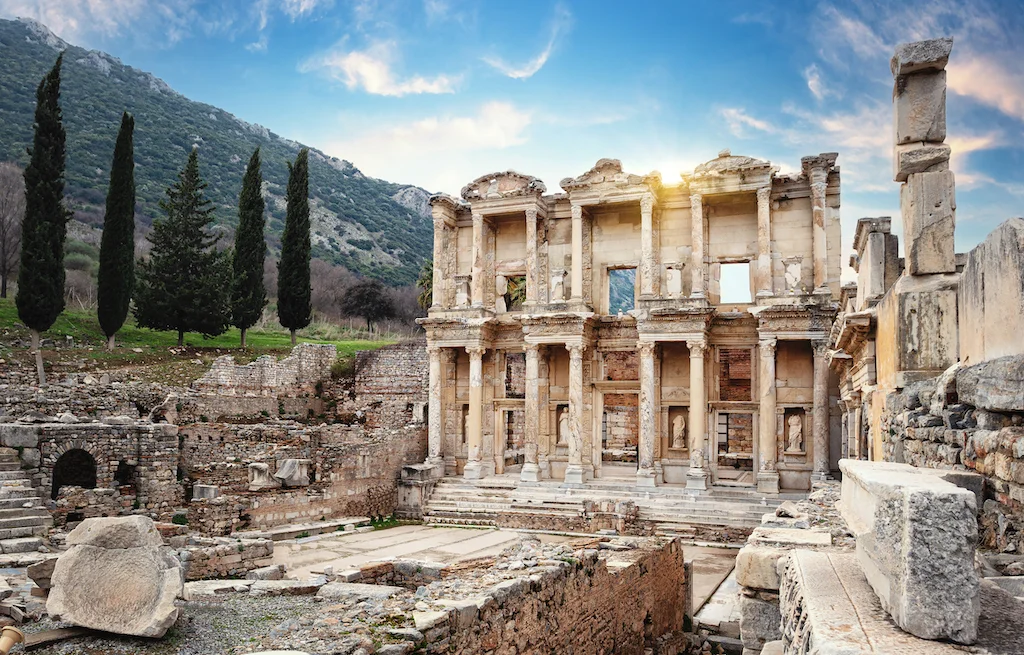 Library of Celsus in afternoon light, Ephesus