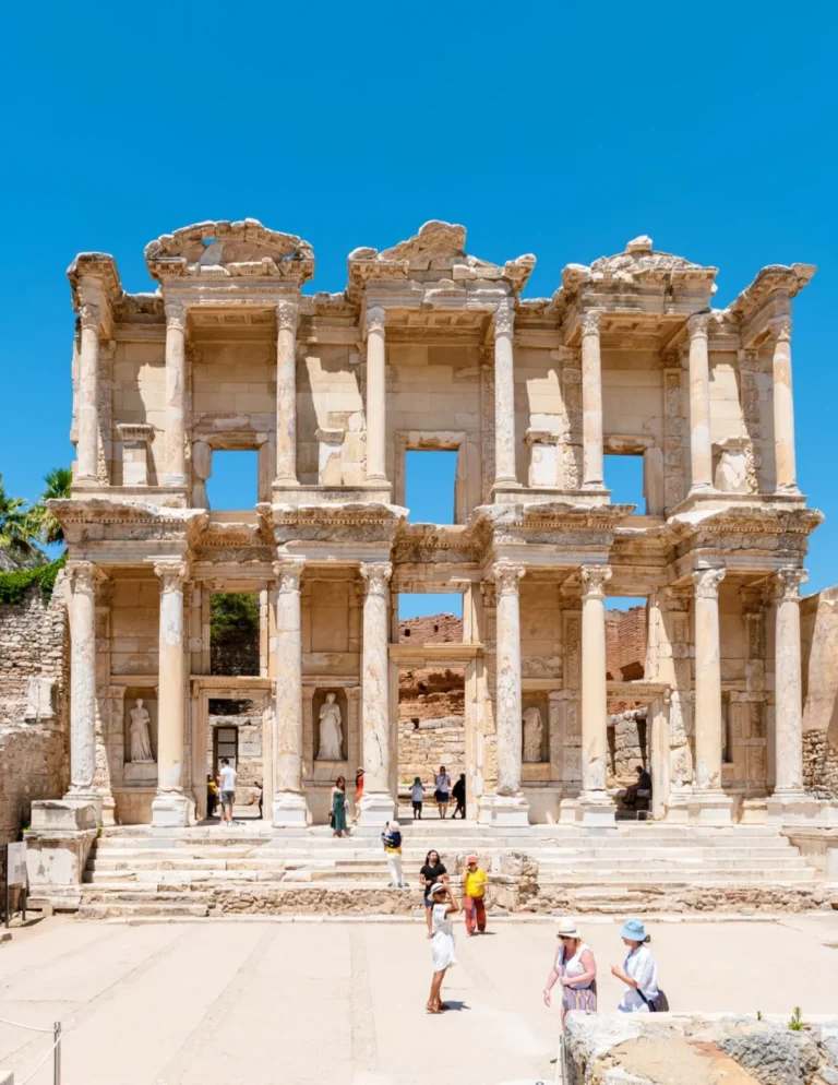 Visitors exploring the Library of Celsus, Ephesus