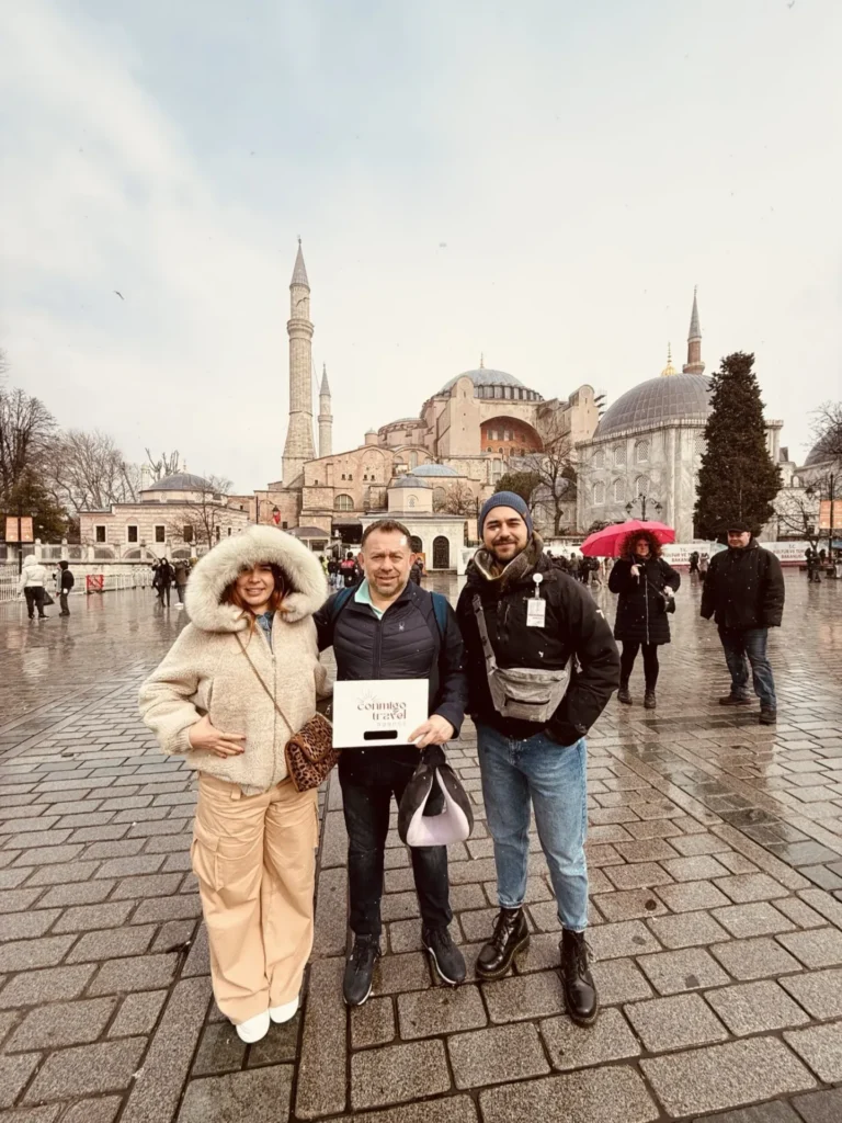 Guests with Conmigo Travel guide in front of Hagia Sophia