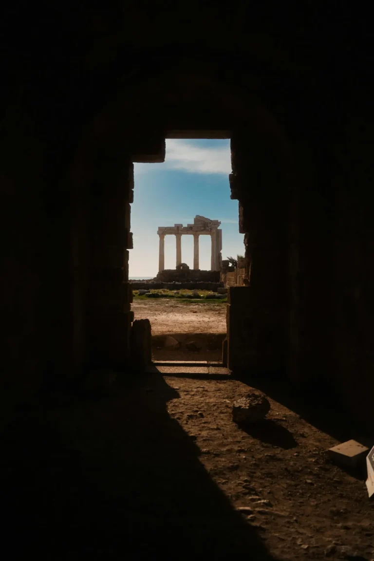 Temple of Apollo viewed through an ancient archway, Side
