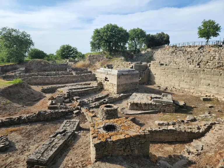 Ancient walls and ruins at Troy archaeological site