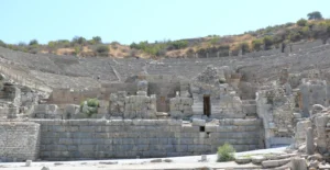 The Great Theater of Ephesus carved into the hillside with 25,000 seats rising in a semicircle