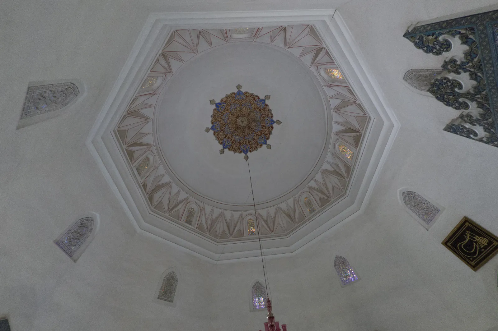 Interior dome of the Green Tomb Bursa with tilework and calligraphy