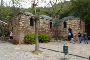 The small stone chapel of the House of the Virgin Mary on Mount Koressos above Ephesus