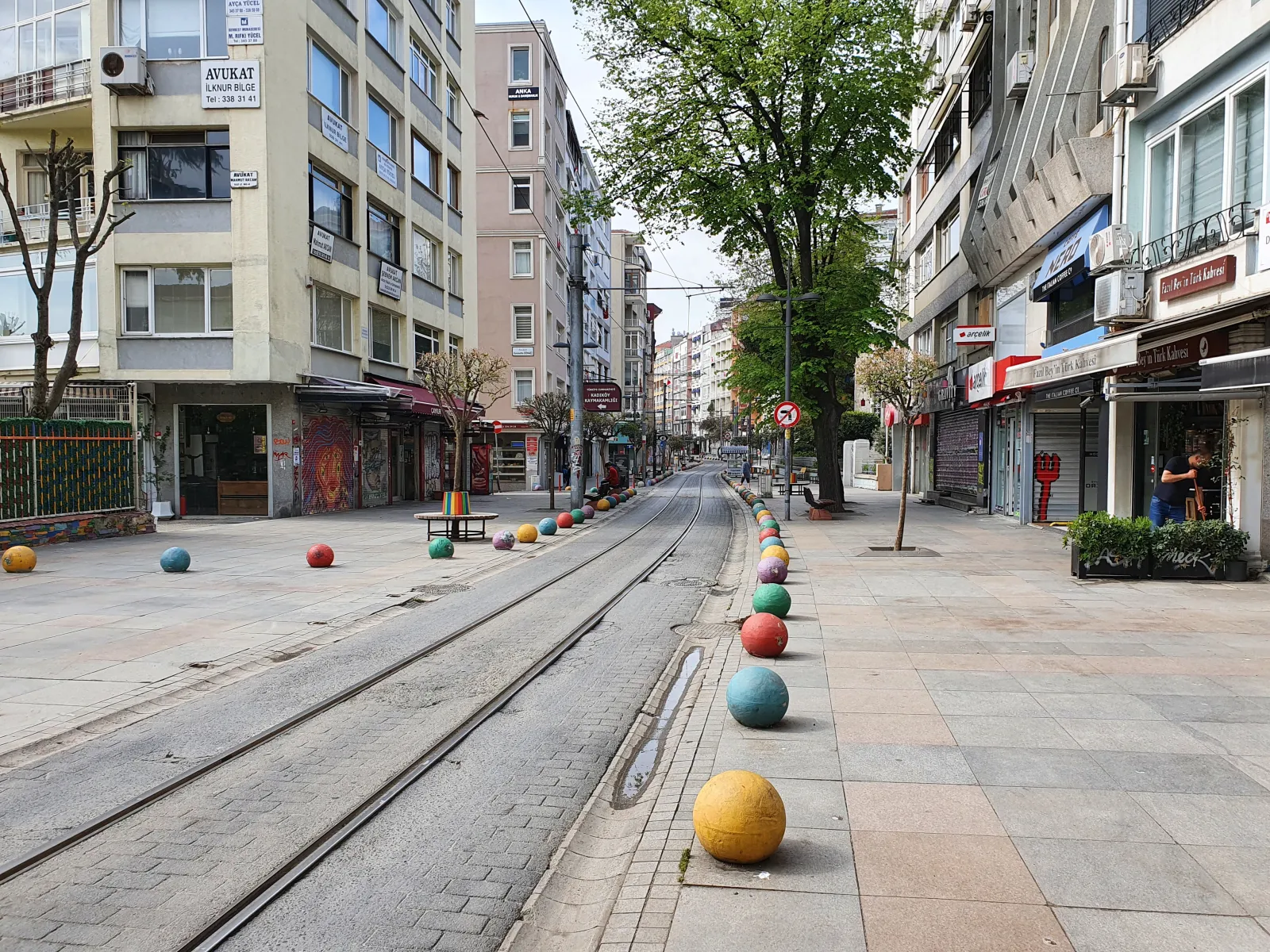 Bahariye Caddesi pedestrian street in Kadikoy with shops bookstores and cafes on Istanbul Asian side