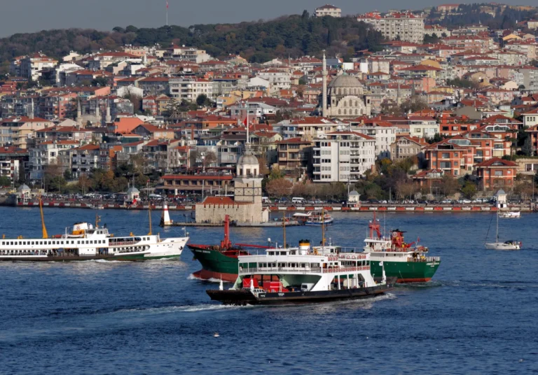 Maiden's Tower on its small island in the Bosphorus with the Istanbul skyline behind