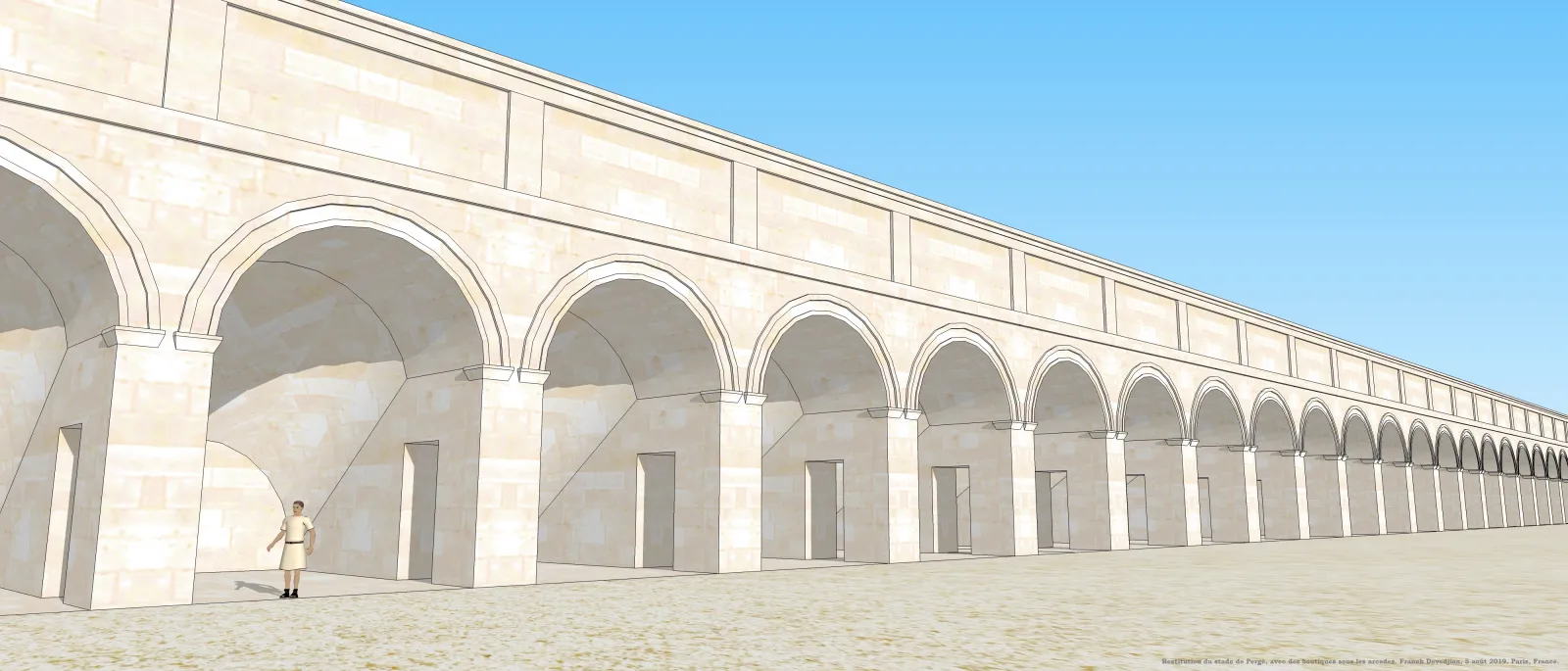 The 12,000-seat Roman stadium at Perge with vaulted chambers visible beneath the stone seating rows