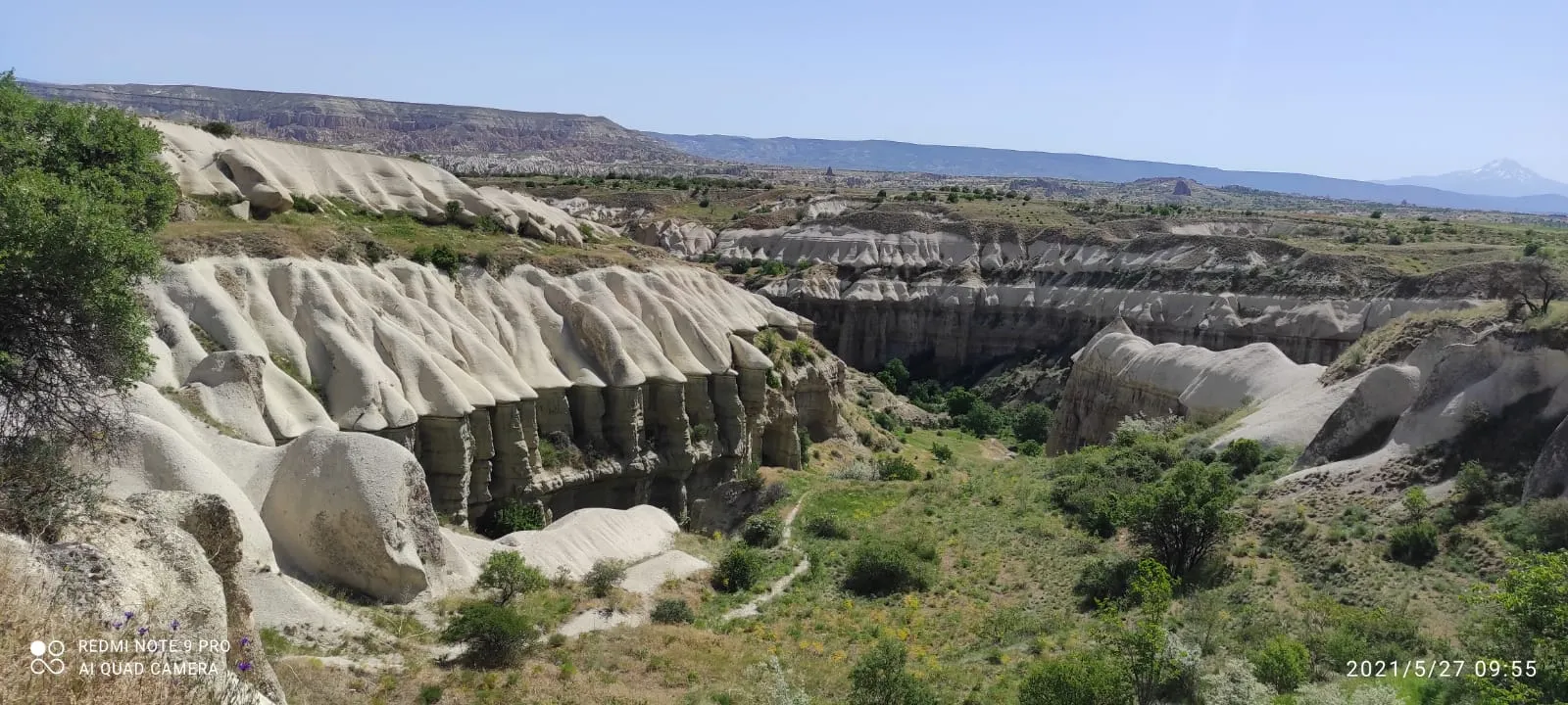 Panoramic view down Pigeon Valley from the viewpoint near Uchisar Castle in Cappadocia