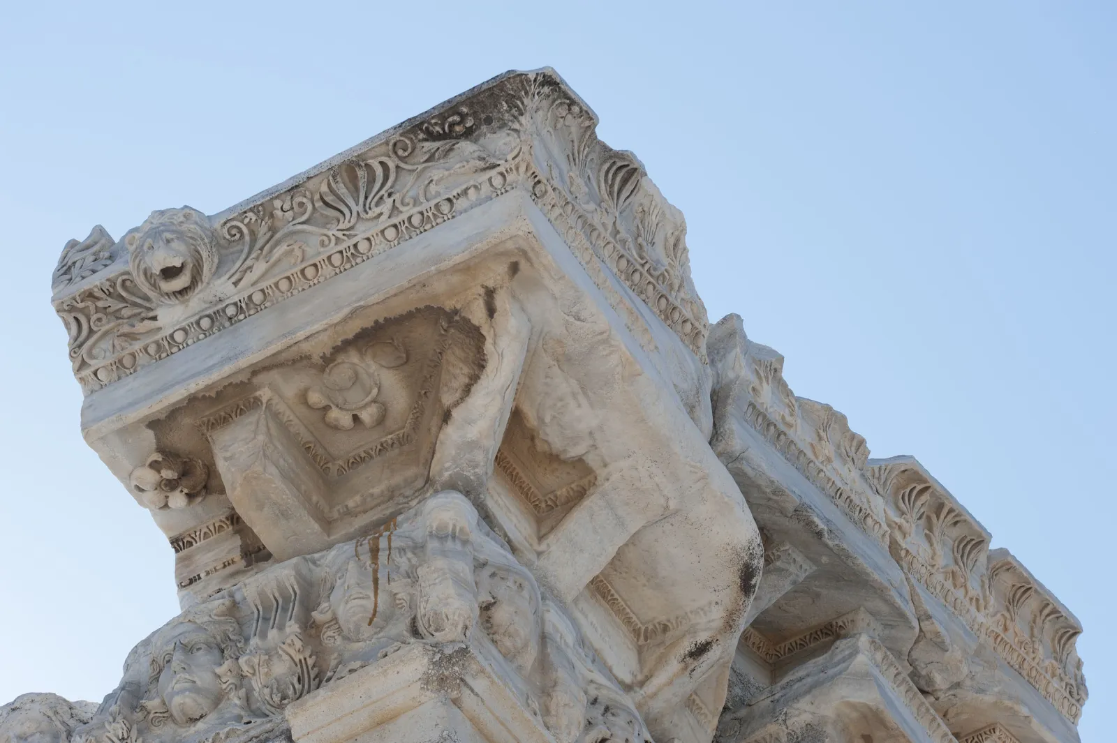 The ancient harbor of Side with the Temple of Apollo and ruins along the Mediterranean waterfront