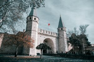 Topkapi Palace Gate of Salutation in autumn Istanbul