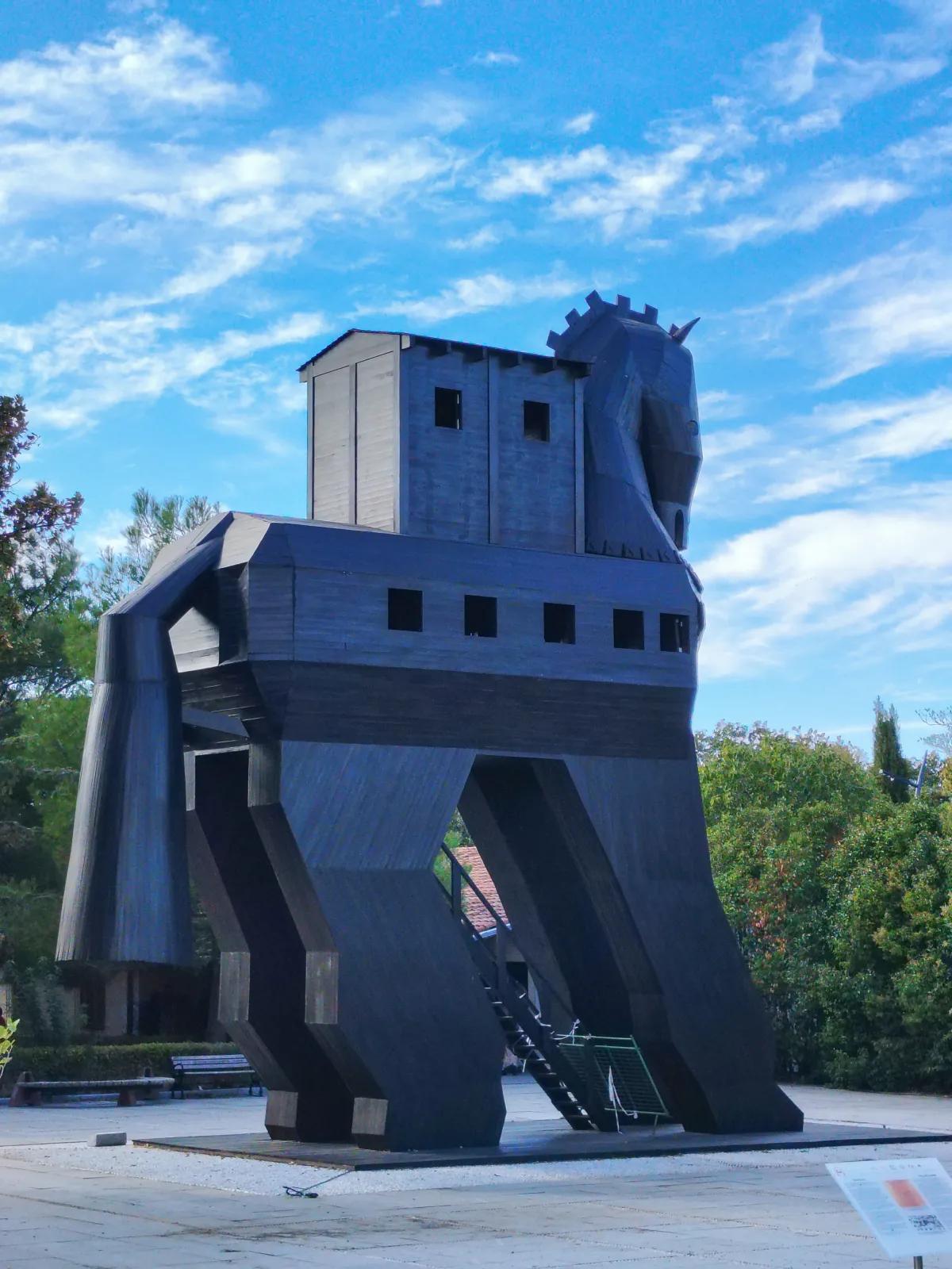 The wooden Trojan Horse replica at the entrance to the Troy archaeological site in Turkey