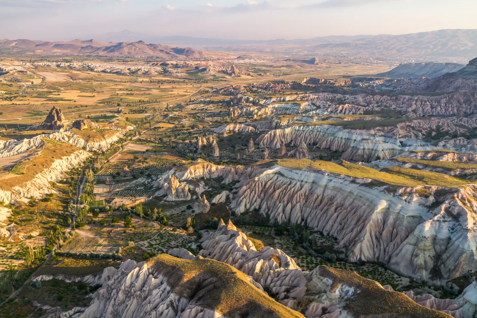 The Cappadocia landscape of fairy chimneys on a clear morning